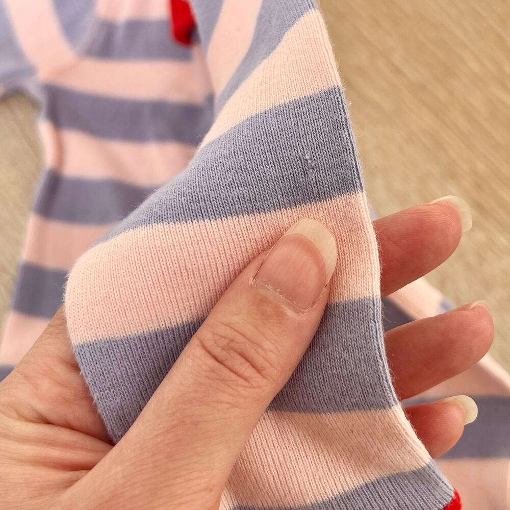 Hanna Andersson Bold Stripe Sleeper 6-12 Months Petal Pink/ Sweet Lavender - Picture 5 of 6